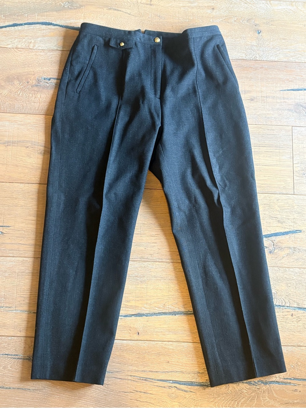 Ralph Lauren Petite Wool Blend Straight-Leg Dress Pants with Gold Buttons